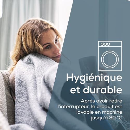 Detalle de Beurer HD 75 Cozy – Couverture chauffante effet fourrure, 6 niveaux, gris foncé
