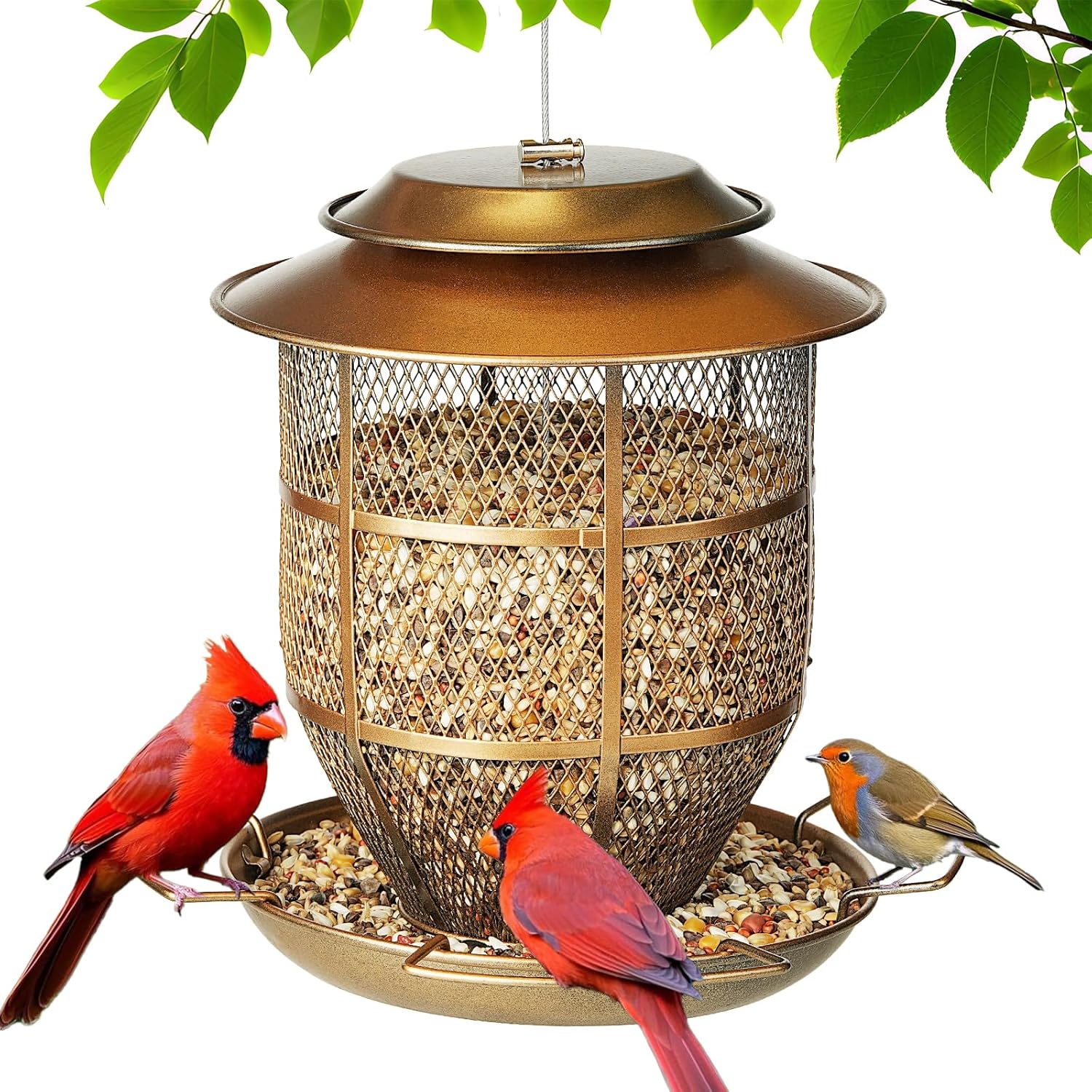 Detalle de IWTTWY Outdoor Funnel Bird Feeder — Heavy-Duty Metal, 3 lb Capacity