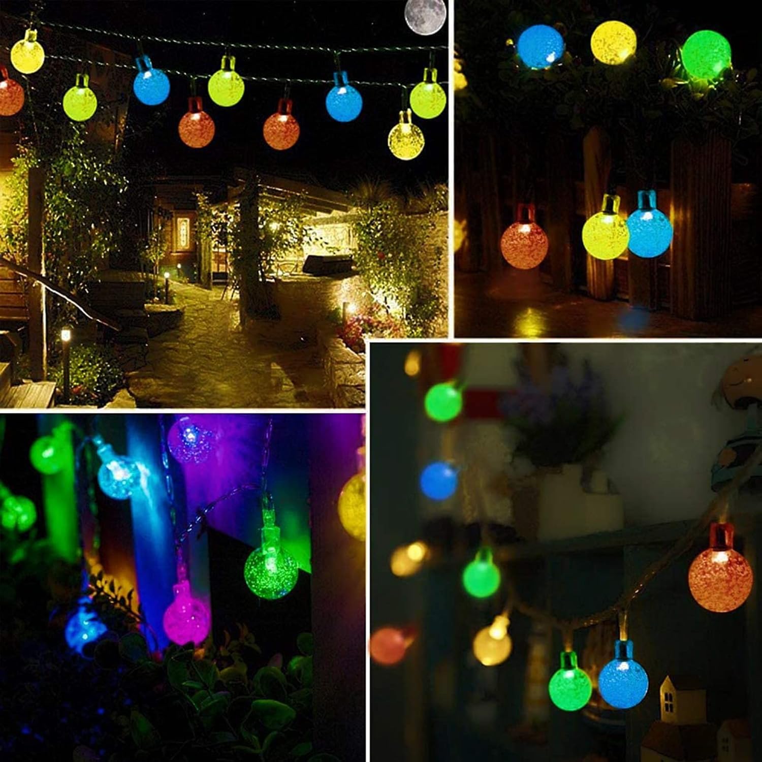 Thumbnail 1 de Lezonic Solar Fairy Lights Outdoor Waterproof, 50 LED 23ft/7m, 8 Modes, Multi-Coloured - Ideal for Garden & Events