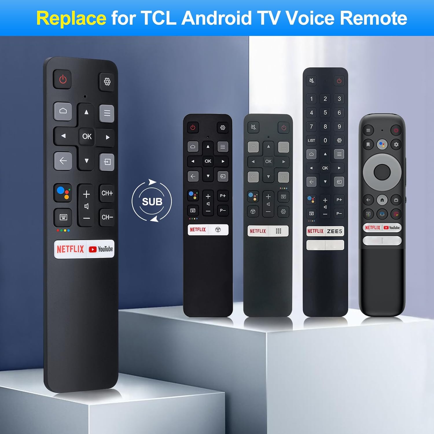 Detalle 2 de Voice Replacement RC802V for TCL Android TV – Upgraded Remote with Google Voice for TCL Smart TVs