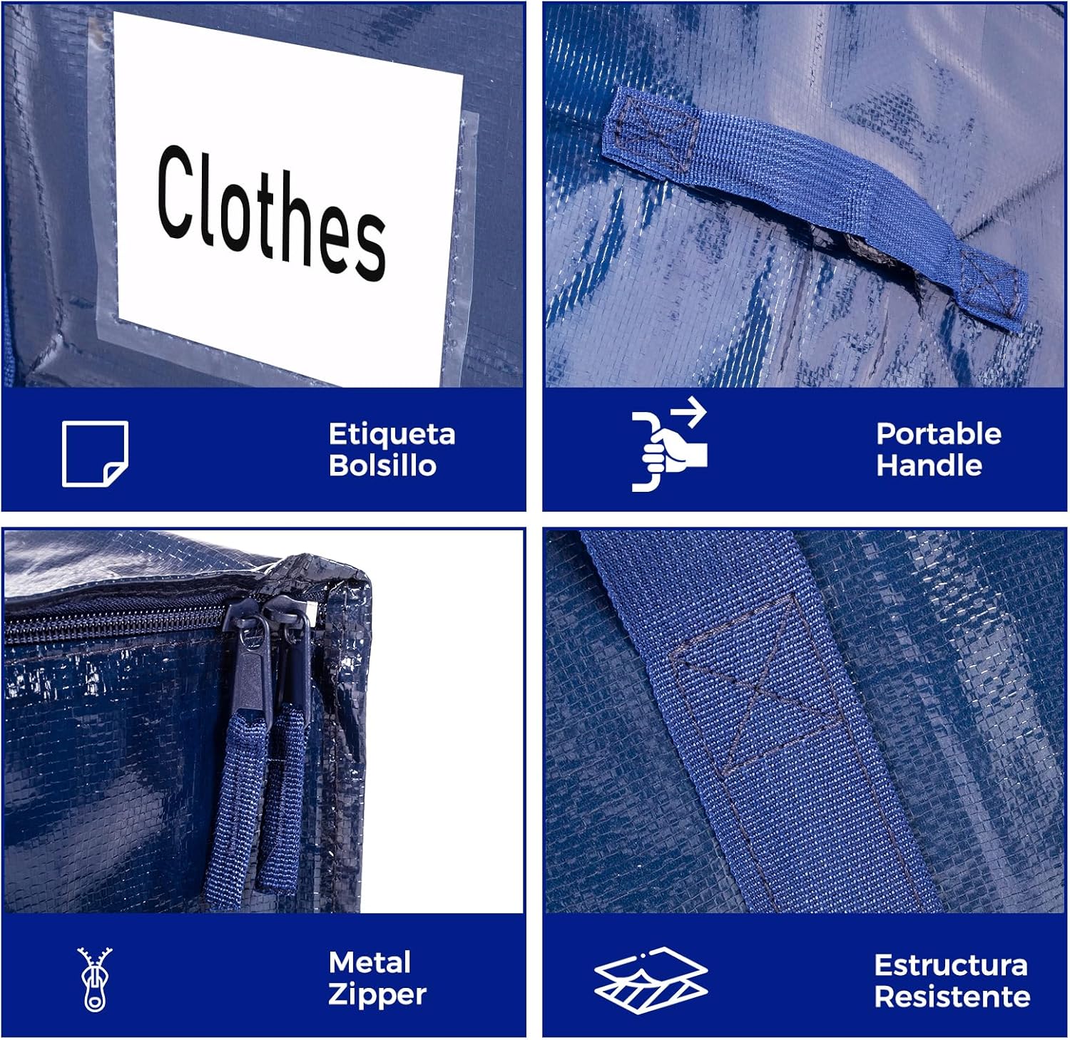Detalle de ZFWDSY 93 L Moving Bags, 6-Pack: Clear Storage Bags with Zips & Handles for Easy Moving and Storage
