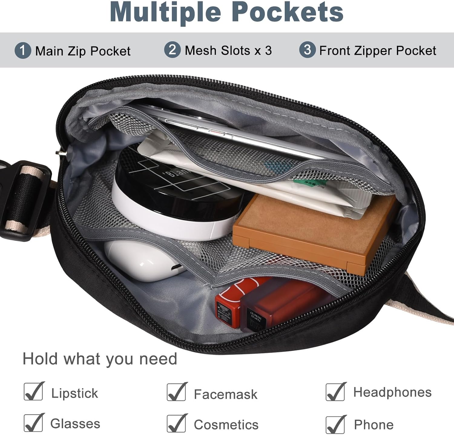 Detalle de DMLuna Small Crossbody Bag: Lightweight, Unisex Waist Bag for Everyday Use