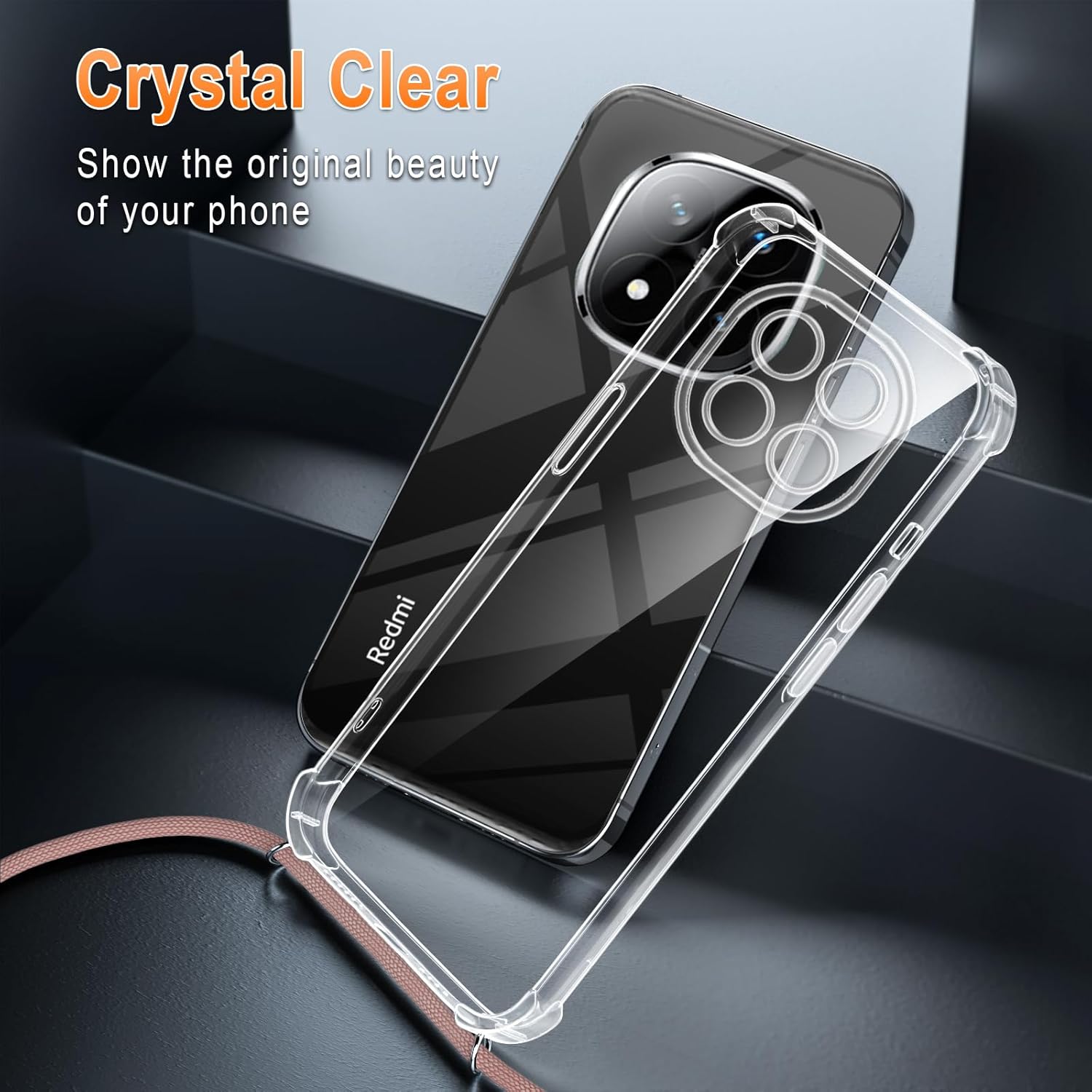 Thumbnail 3 de XTCASE Coque Transparente avec Collier pour Xiaomi Redmi Note 14 Pro 5G / Poco X7 5G – Lanière en Corde