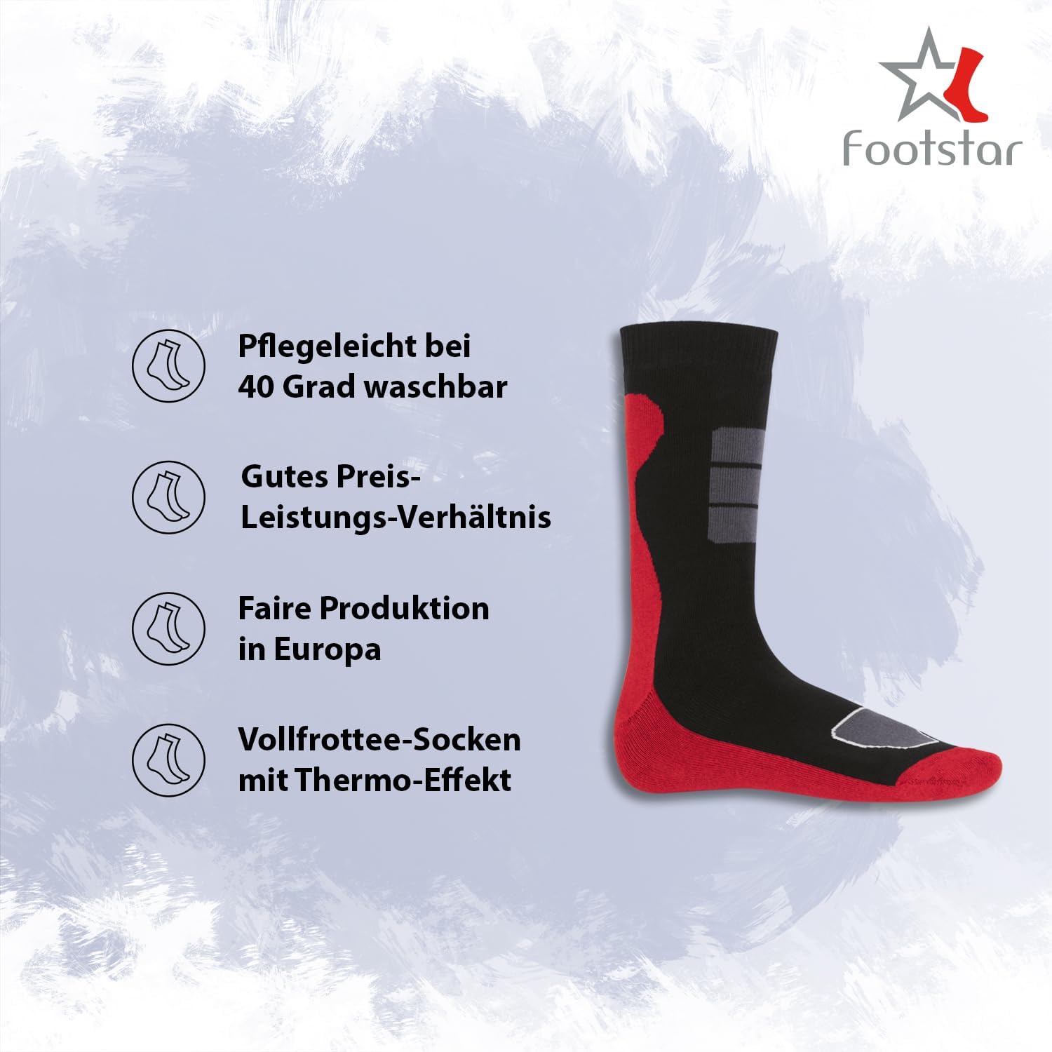 Detalle 2 de Footstar warme wintersokken van badstof, 6 paar met thermisch effect