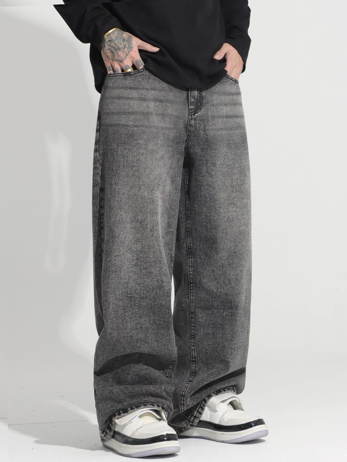 Thumbnail 1 de Zewool Herren Baggy Jeans Y2K – Weit geschnittene Denim-Hosen mit irregularen Nähten