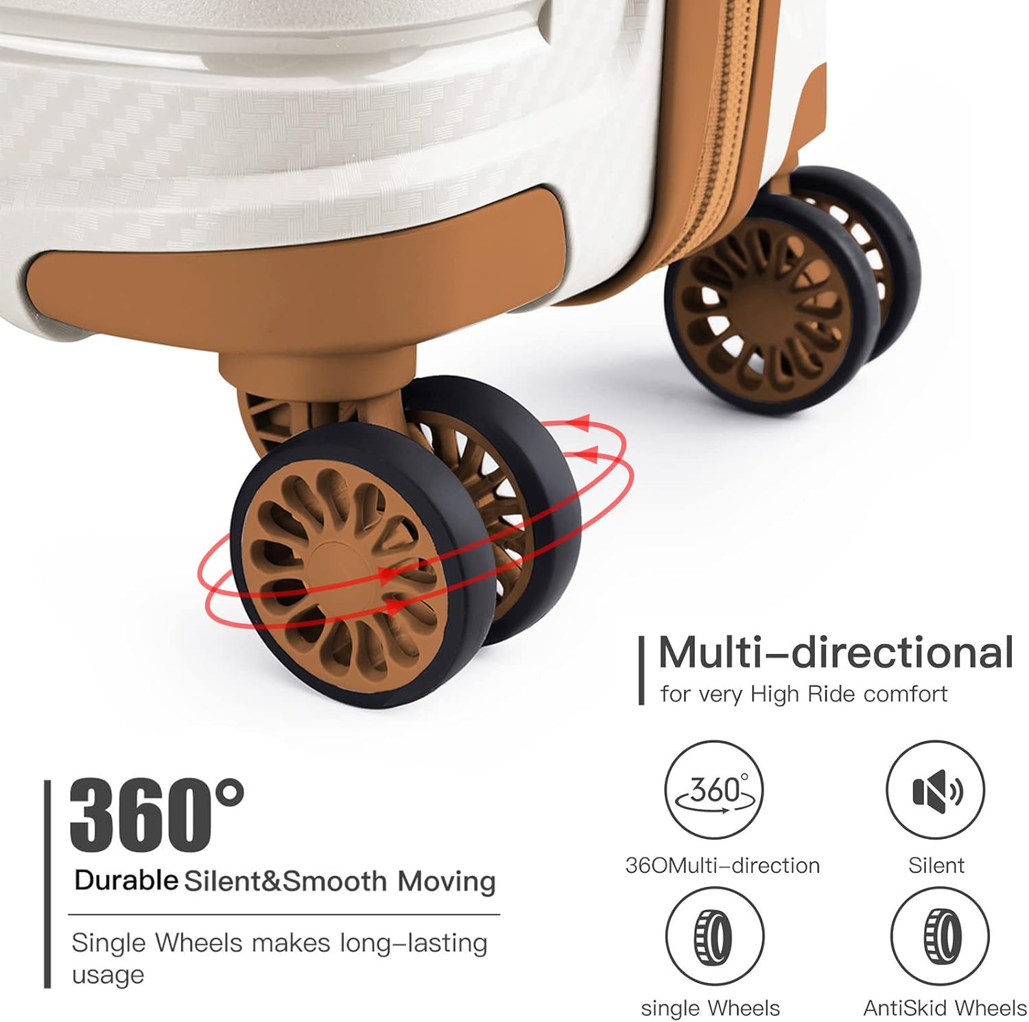Detalle de Kono Lightweight Suitcase: Polypropylene Hard Shell Hand Luggage with TSA Lock and 4 Silent Wheels