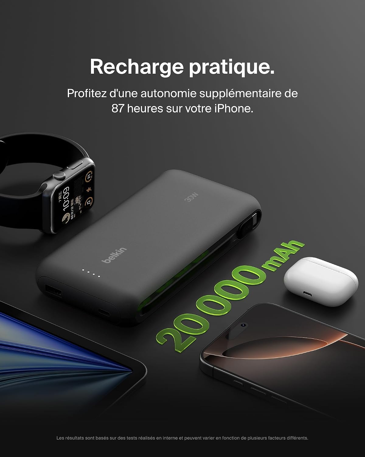 Thumbnail 4 de Belkin Batterie Externe 20K PD 30W Noir