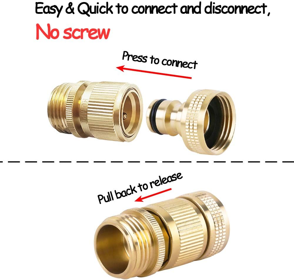 Detalle 2 de HQMPC Garden Hose Quick Connect System — Solid Brass 3/4 inch GHT (2 Sets)