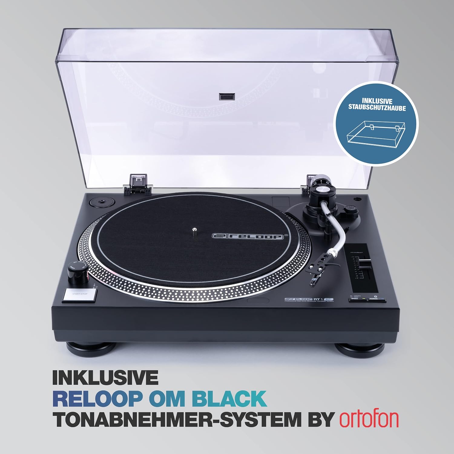 Detalle 2 de Reloop RT-1 BT – gramofon paskowy Bluetooth z wkładką OM Black Ortofon