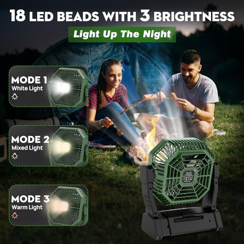 Thumbnail 3 de Multper Camping Ventilador con Luz LED y Batería 10000 mAh para Tienda – Recargable, Remoto y Gancho
