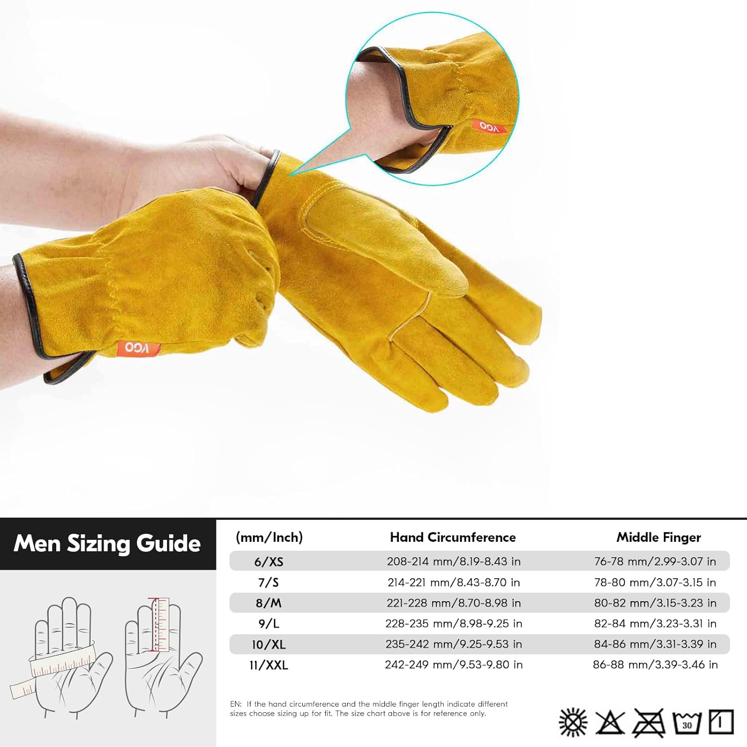 Thumbnail 5 de Gants de sécurité en cuir Vgo… pour hommes CB9501 (cuir de vachette, or), taille 10/XL – 1 paire