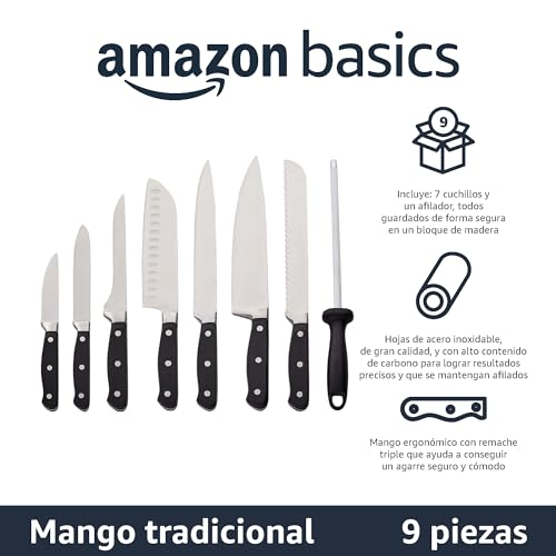 Thumbnail 1 de Amazon Basics Juego de Cuchillos de Cocina 9 Piezas, Negro 🔪