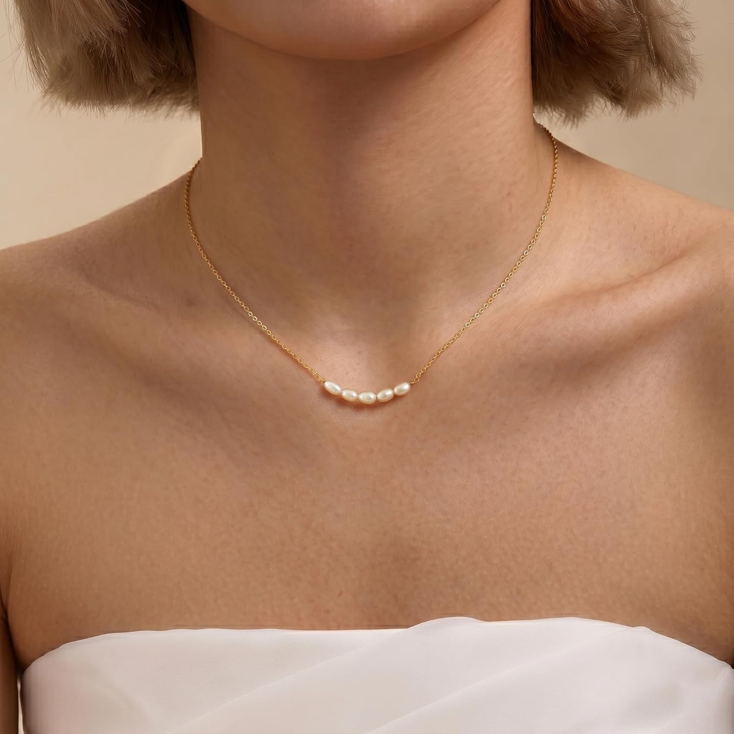 Detalle de Tewiky Pearl Necklace 14K Gold-Plated