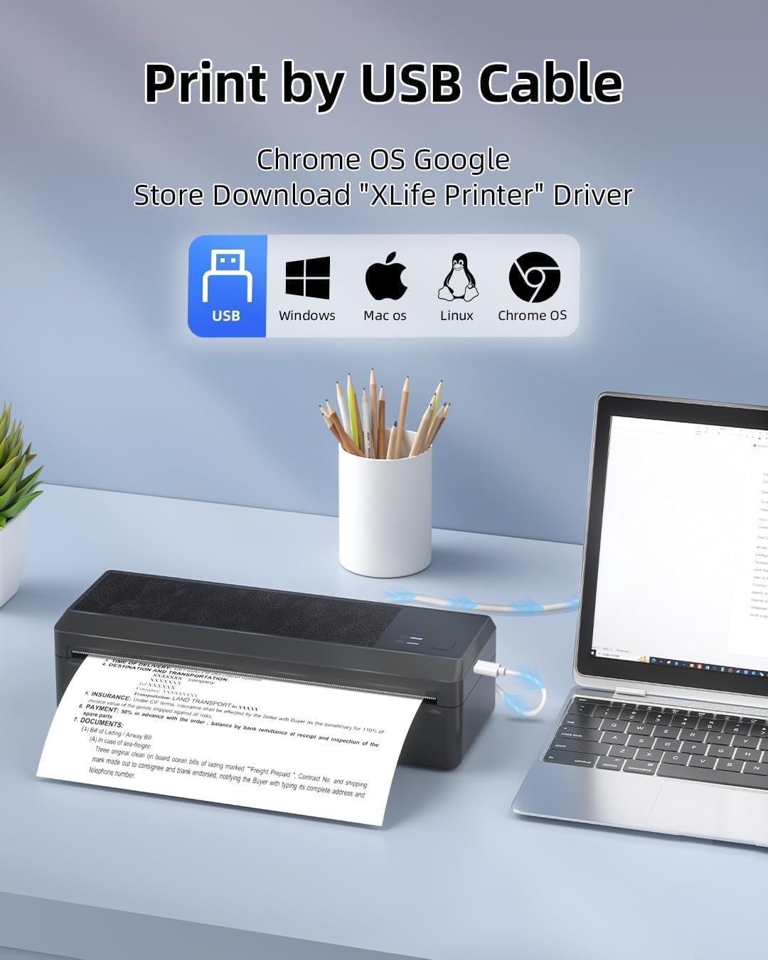 Detalle de BORN4SHIP Thermodrucker A4 (P83) – tragbarer mobiler Bluetooth-Drucker für iOS & Android, auch per USB