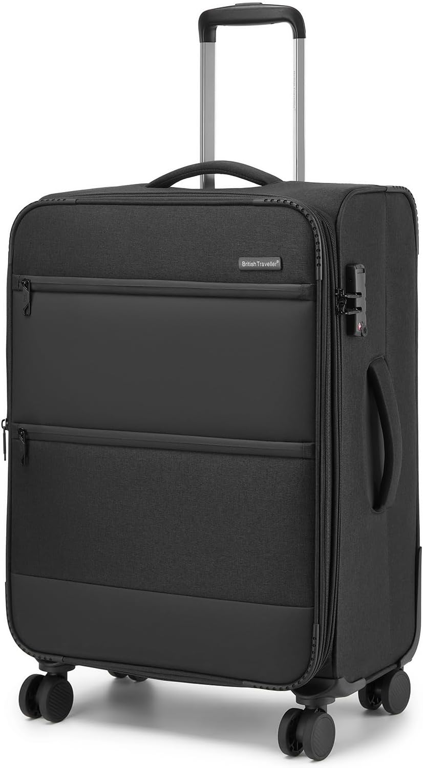 Detalle de British Traveller Erweiterbarer Mittelgroß Koffer 68L – 4-Rollen, TSA, 68,5x44x28,5 cm