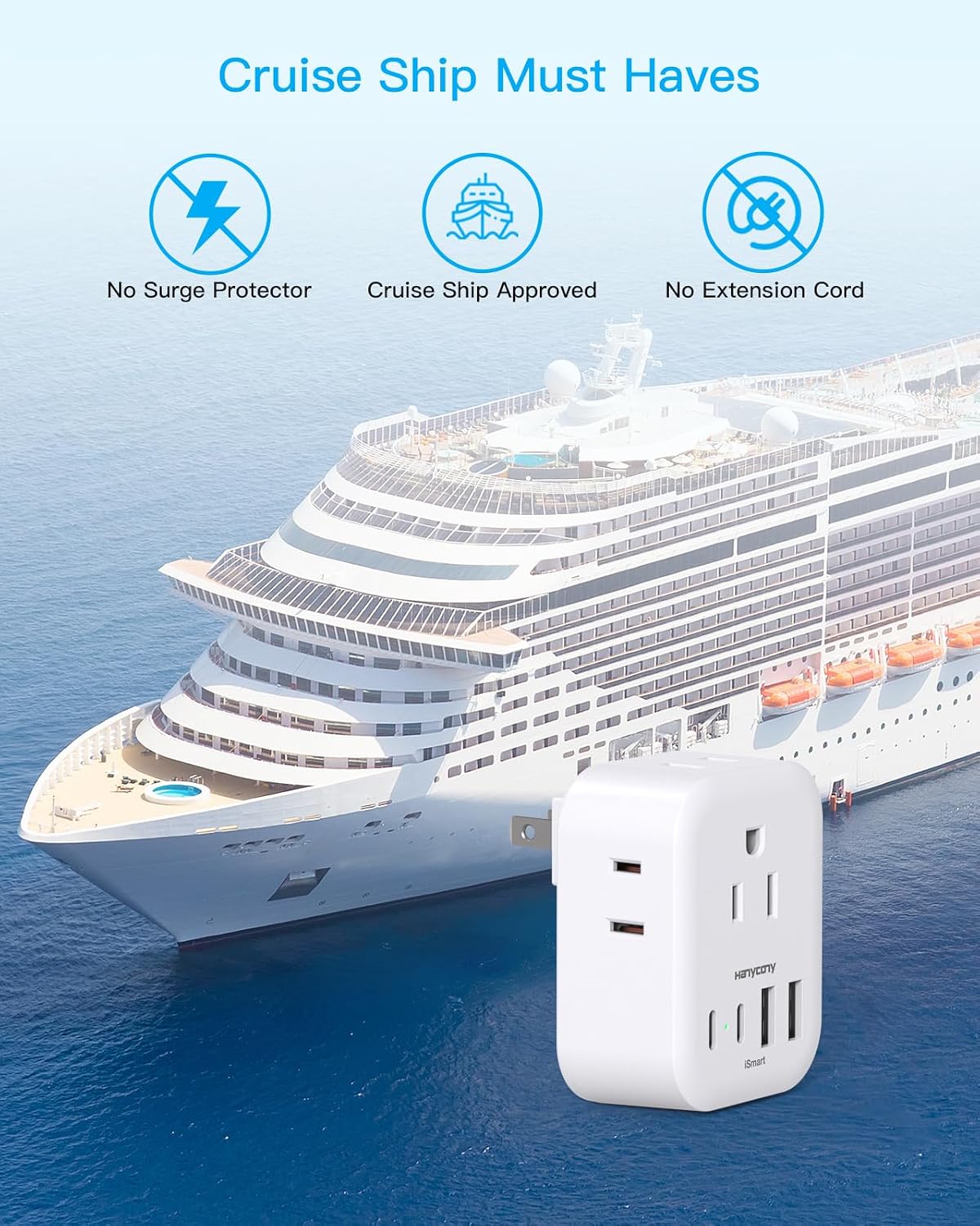 Thumbnail 6 de HANYCONY HN4WJPC2 Japan Travel Plug Adapter, 4 Outlets, 4 USB Ports