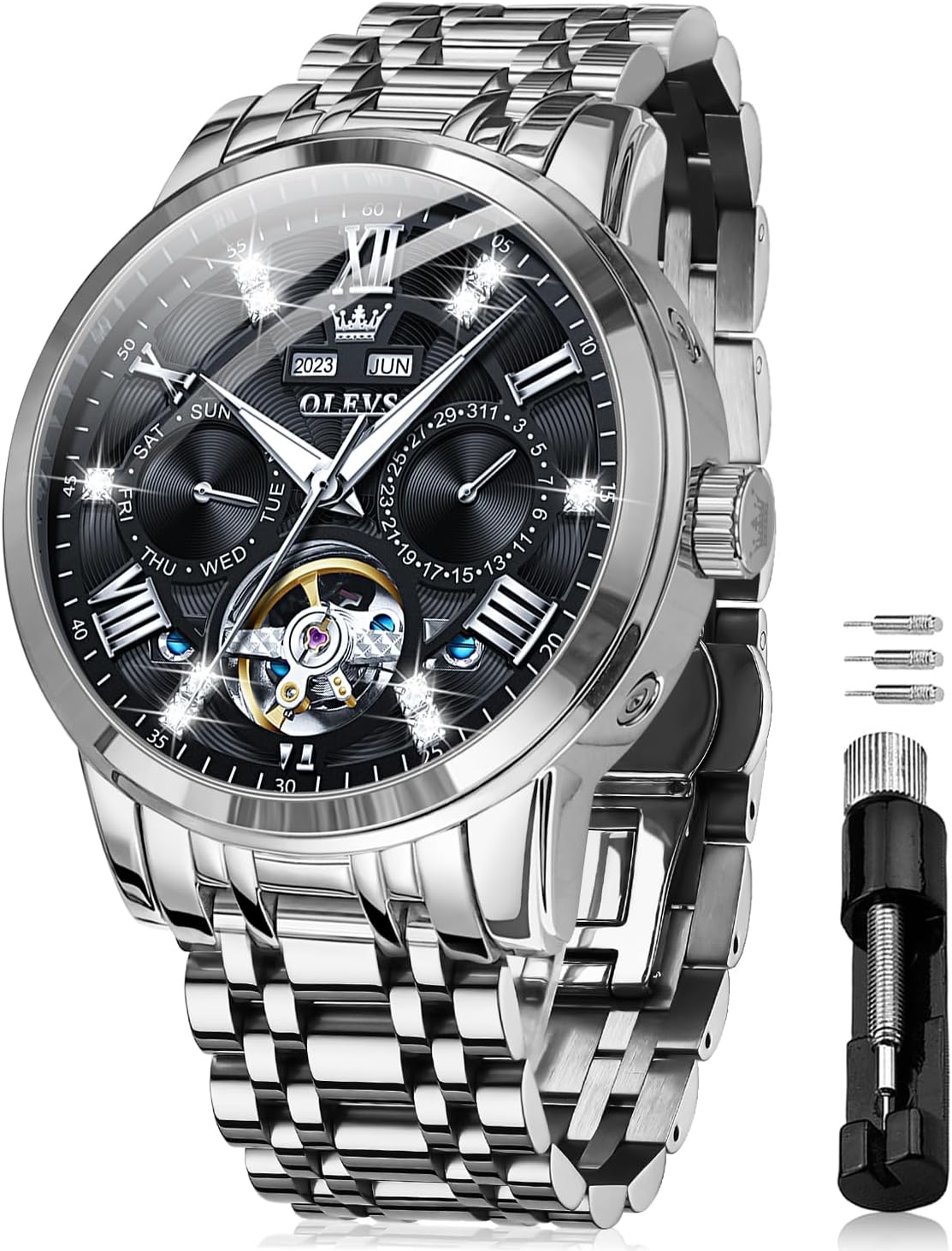 Thumbnail 6 de OLEVS Mens Quartz Date Watch, 30 m water