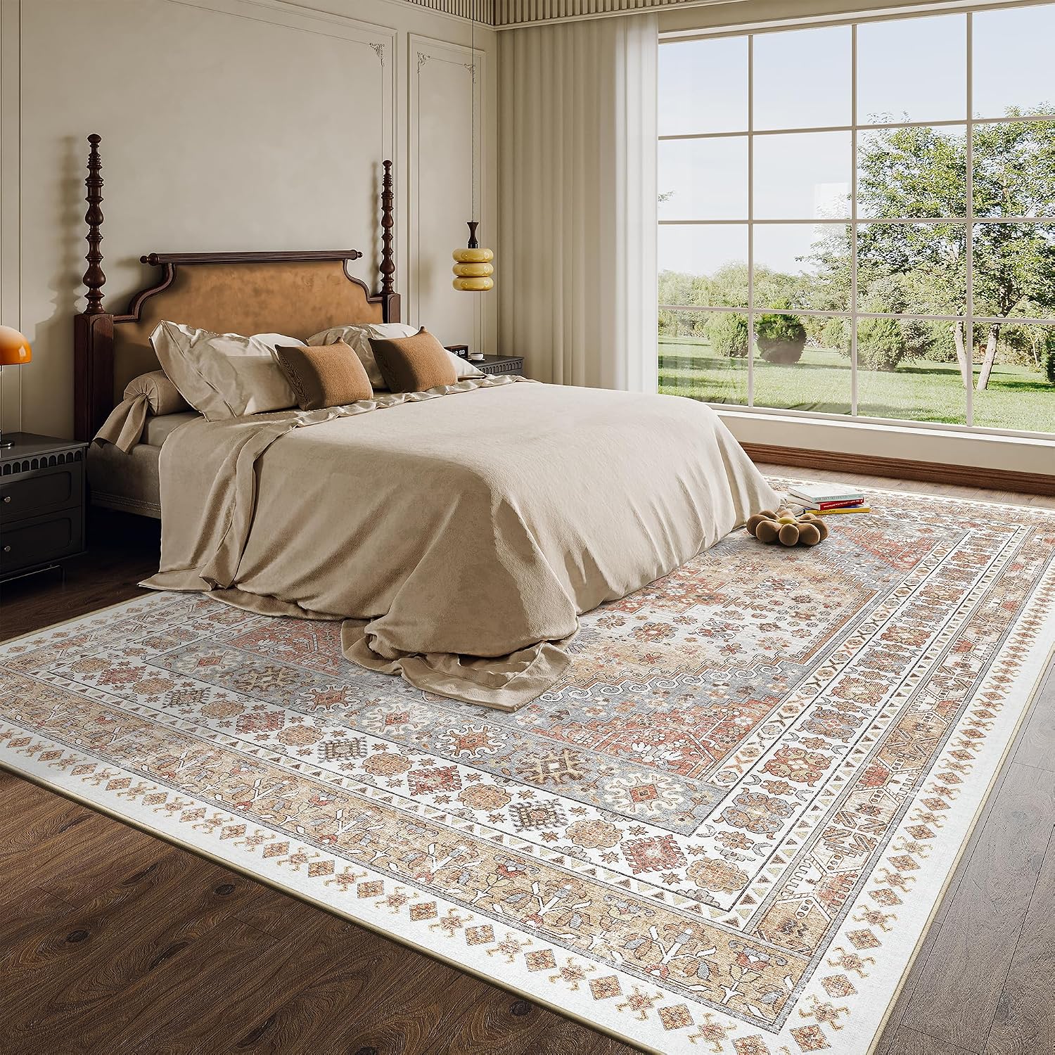 Thumbnail 6 de zesthome 9x12 Stain Resistant, Washable Area Rug with Non-Slip TPR Backing (Orange)