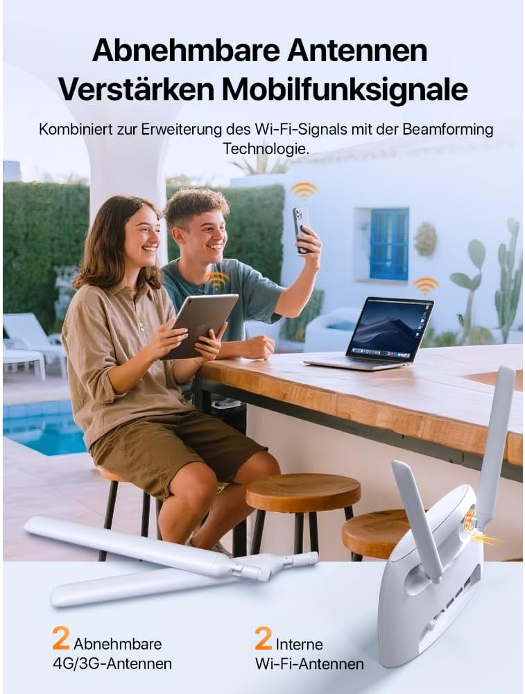 Thumbnail 6 de Tenda 4G07: 4G LTE WLAN Router für SIM-Karten – AC1200 Dualband, 2 abnehmbare Antennen, MU-MIMO