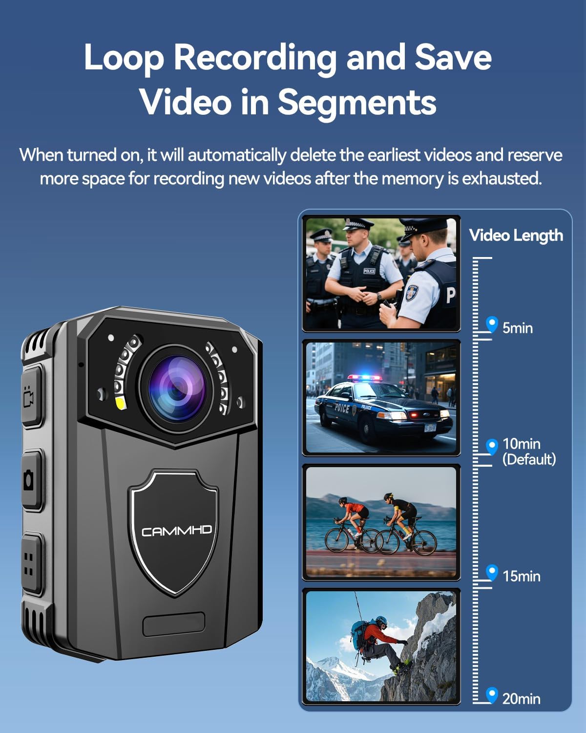 Thumbnail 5 de CAMMHD Z3-32G bodycam per forze dell’ordine: 1440P grandangolo 130° e visione notturna