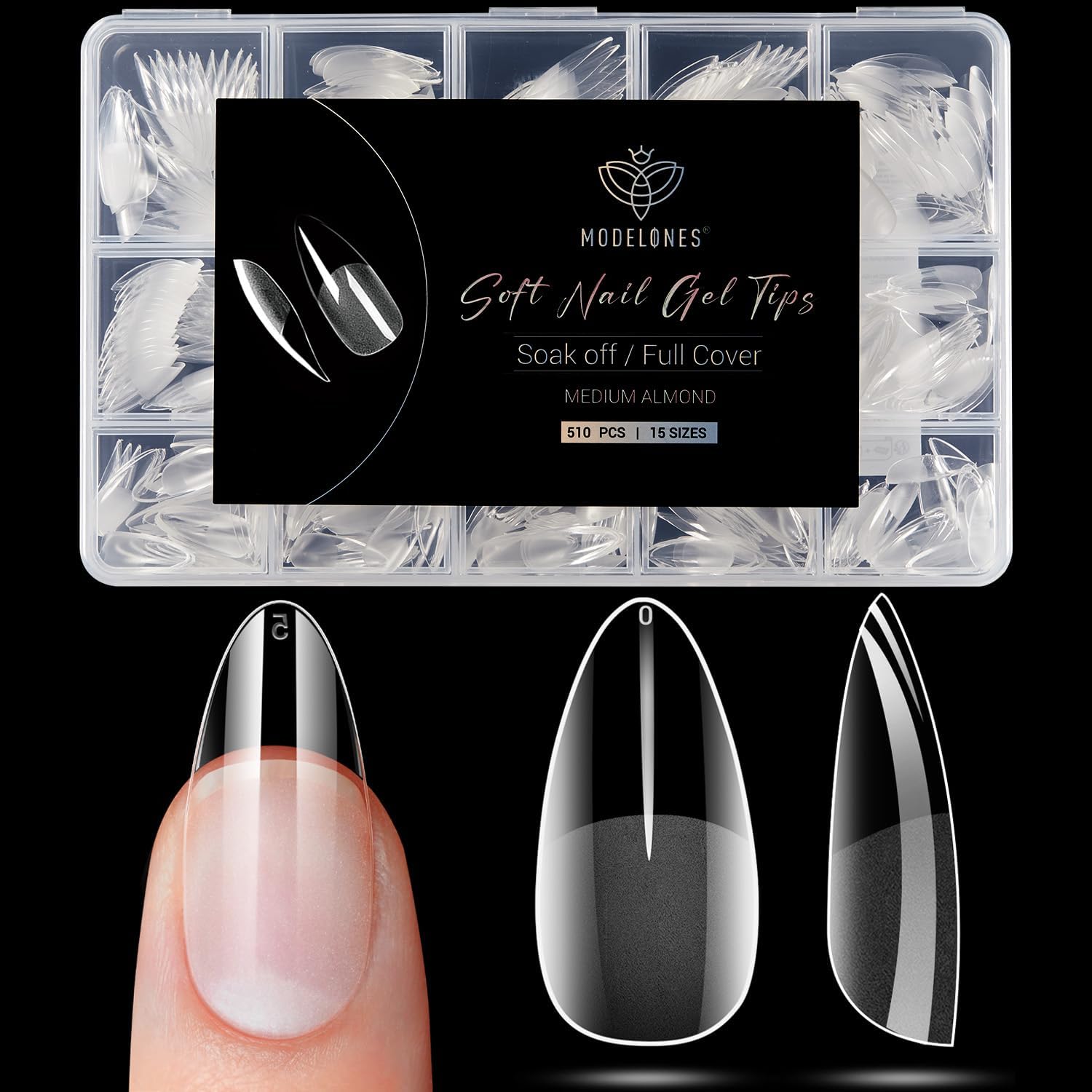 Detalle de Modelones Almond Fake Nail Tips 510 pcs Almond Nails ๐