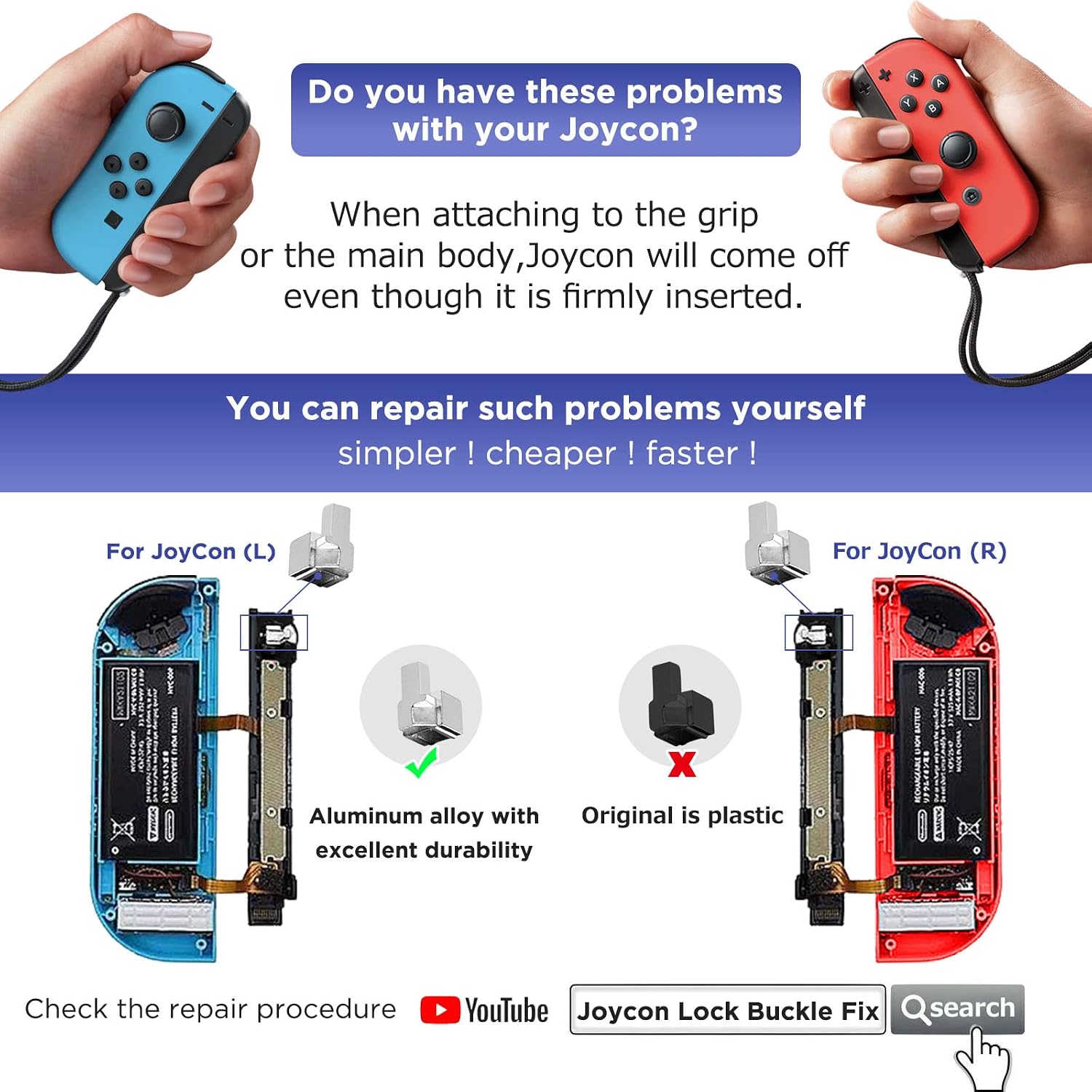 Detalle 2 de GeeRic Joycon Kit réparation 34 pièces