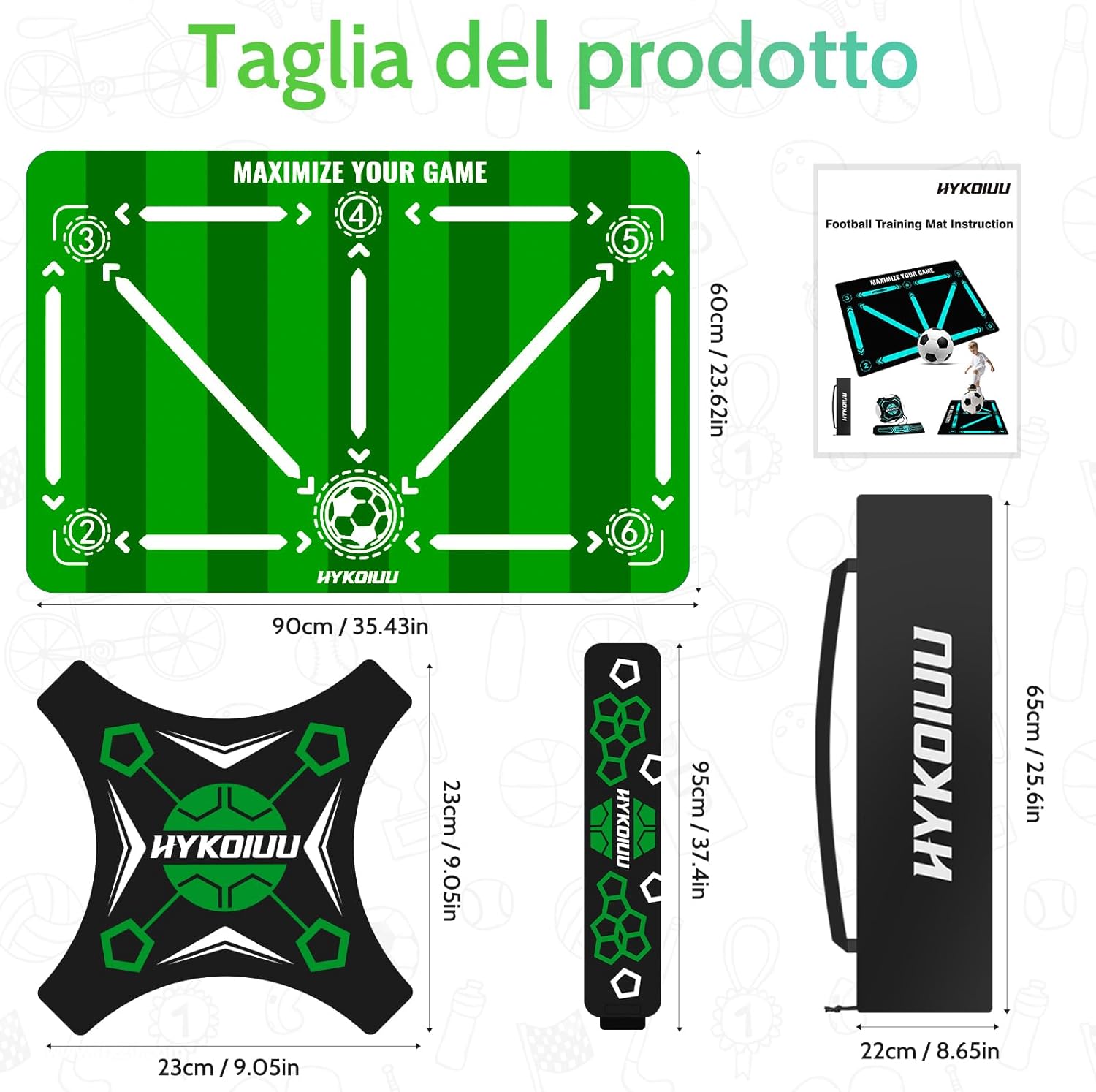 Detalle de Tappeto Calcio Allenamento con Soccer Bungee Trainer – set completo 90×60 cm per agilità e tecnica