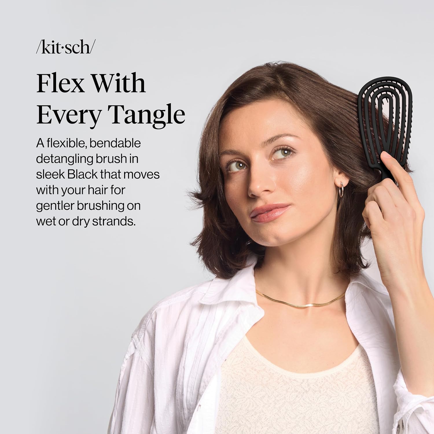 Detalle de Kitsch Flexi Detangle Hair Brush, Black, Flexible Silicone Brush
