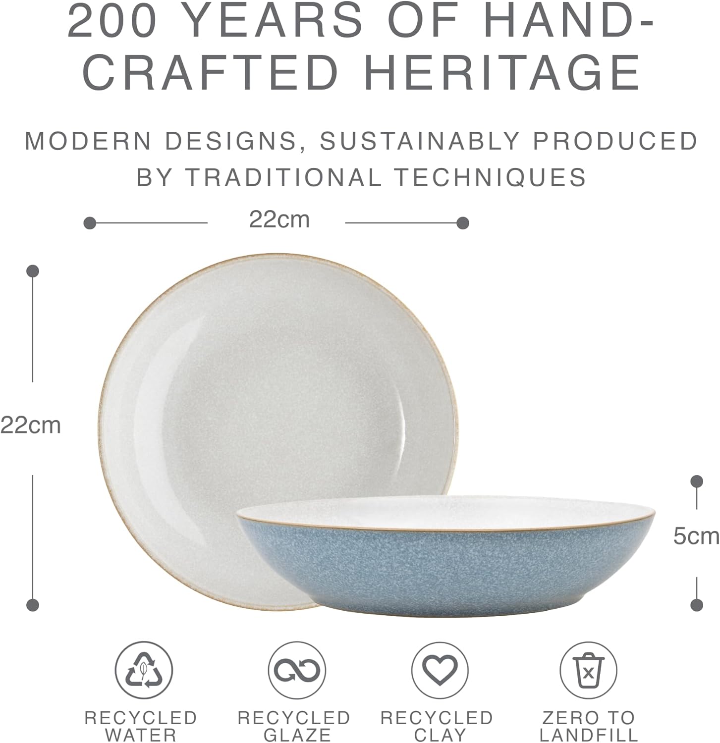 Detalle 1 de Denby Elements Blue Pasta Bowls Set of 4 1050ml