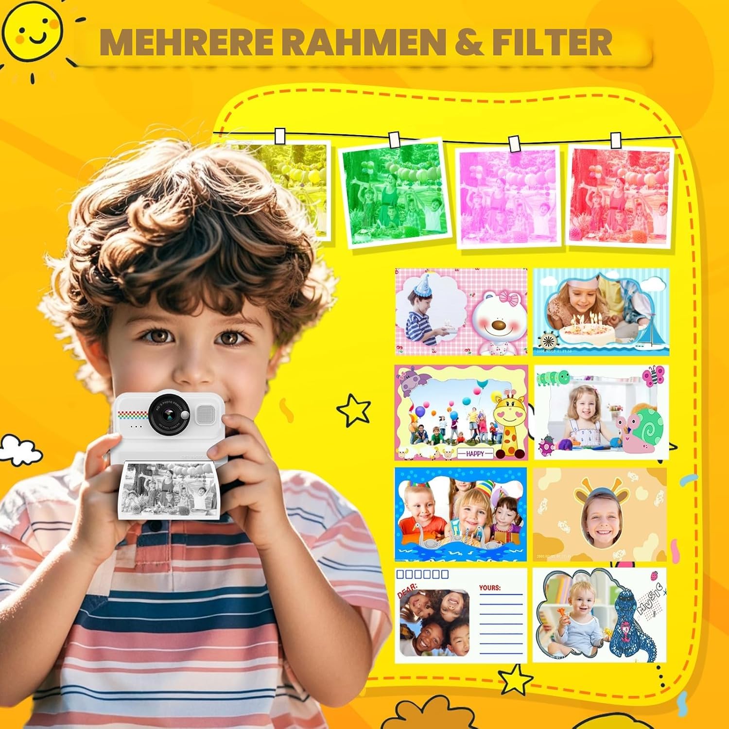Thumbnail 4 de HiMont Kinderkamera Sofortbild 1080P 3 Rollen