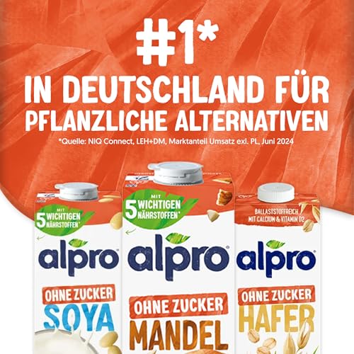 Thumbnail 8 de Alpro Mandeldrink Ohne Zucker – 8 × 1 L: vegan, lactosefrei und kalziumreich