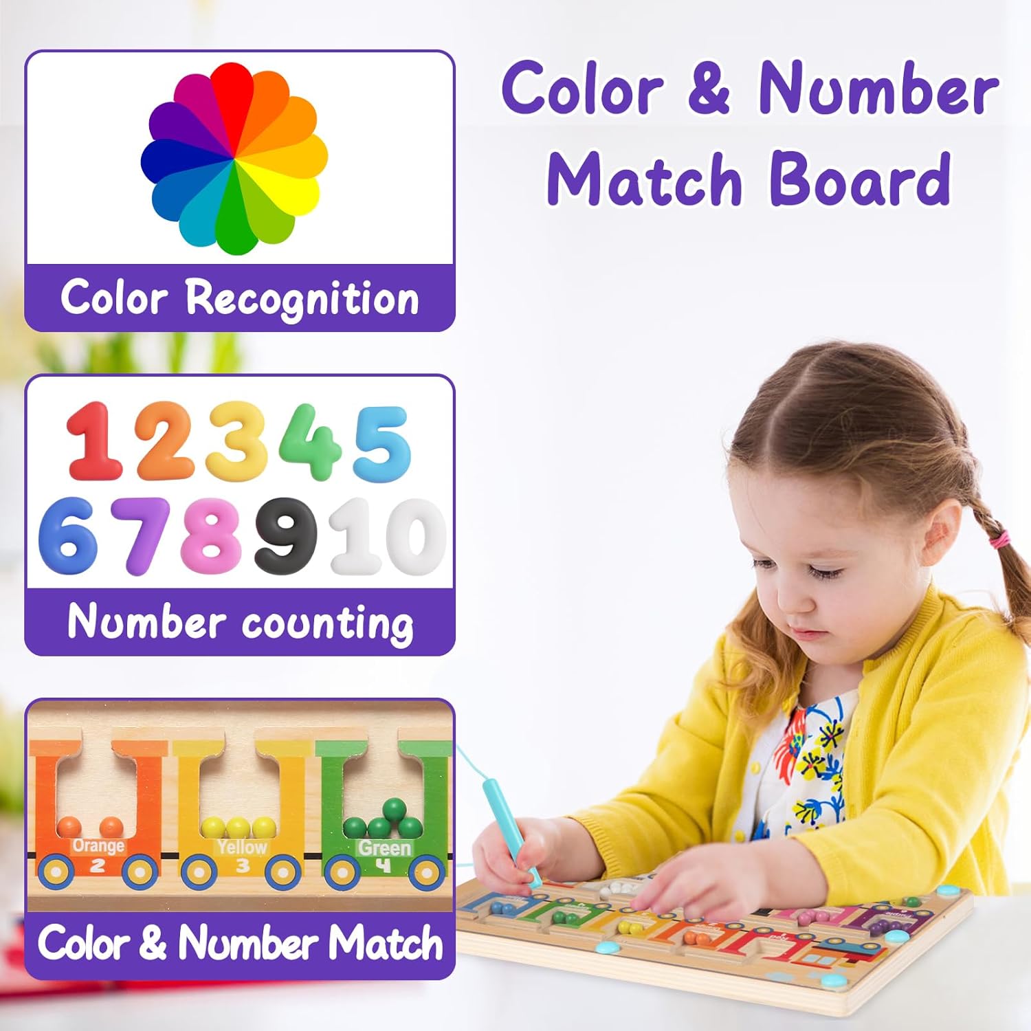 Thumbnail 5 de Magnetic Color and Number Maze Montessori Toy 🎲