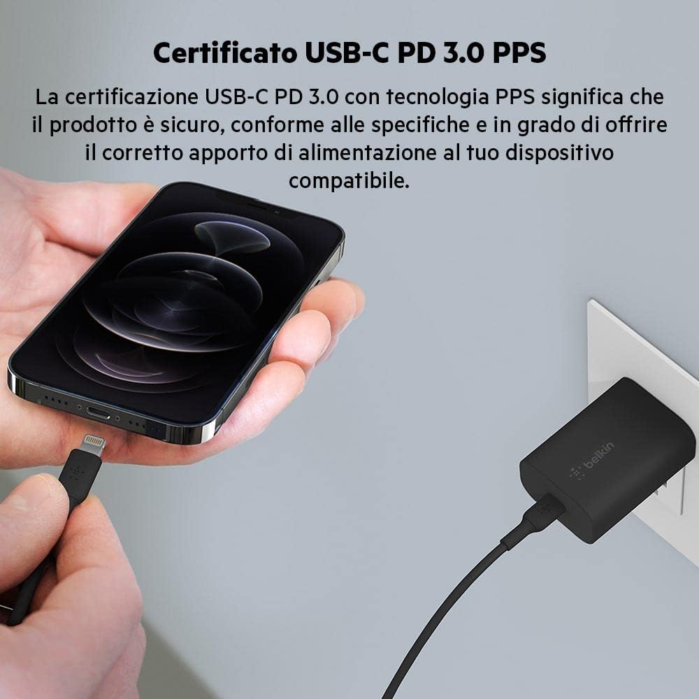 Thumbnail 2 de Belkin BoostCharge Caricabatteria da parete 25 W con PPS: ricarica rapida e sicura per iPhone, Samsung e altri dispositivi