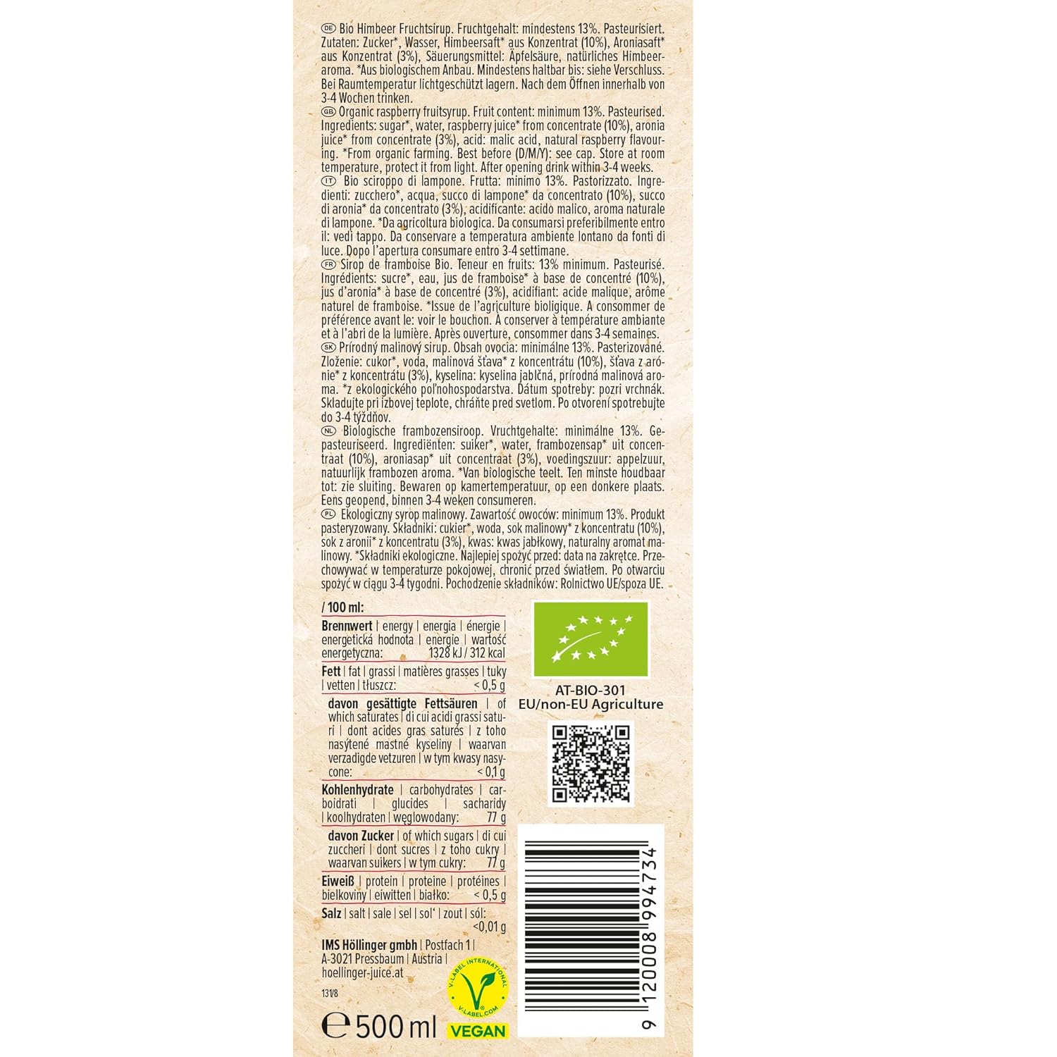 Thumbnail 1 de Höllinger Bio Himbeer Sirup 3x500 ml