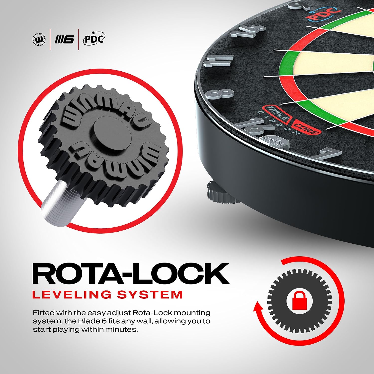 Detalle de WINMAU wmb0043 Bristle Dartboard with Sisal, Triple Core and Rota-Lock