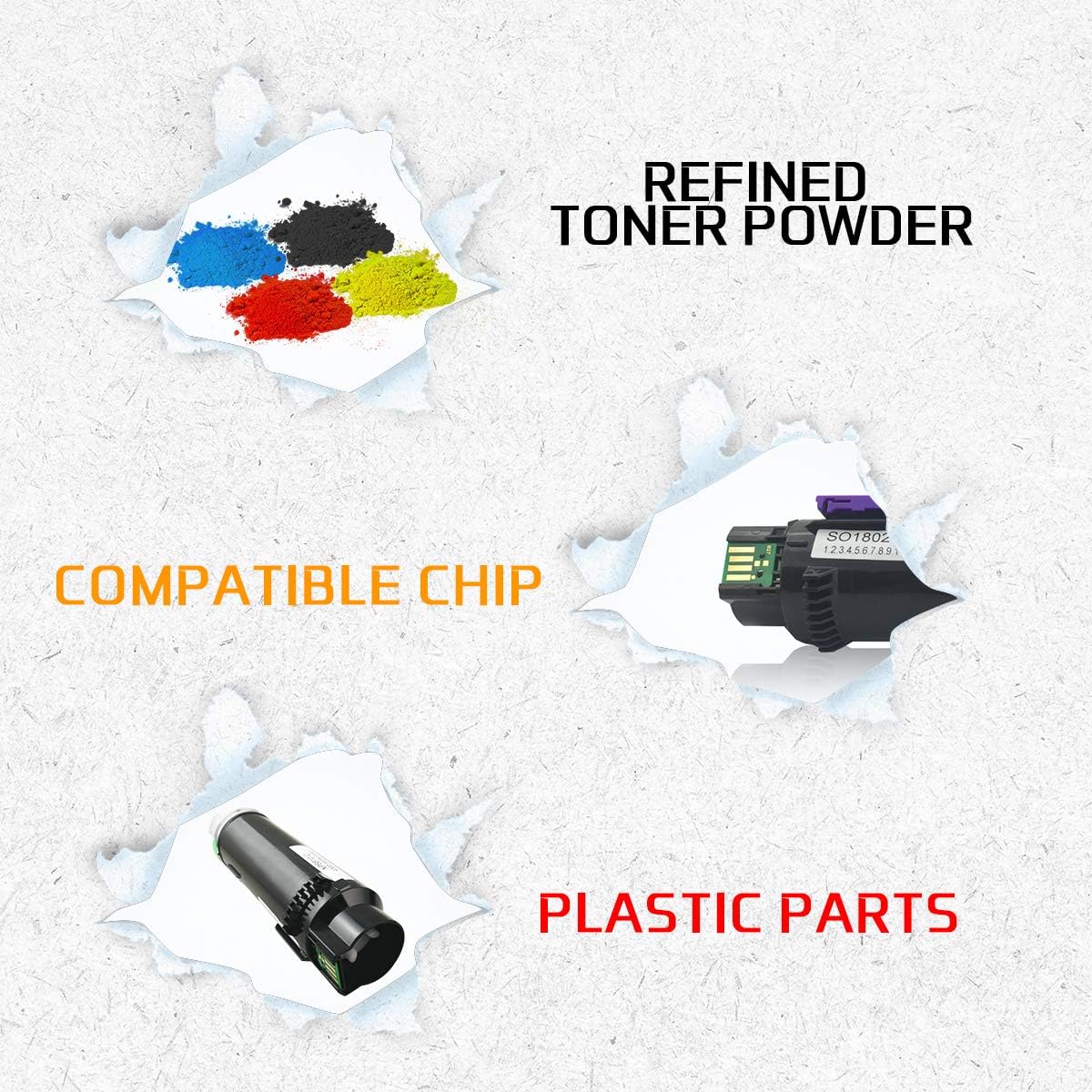 Detalle de Cartouches de toner compatibles GREENPRNT 4 couleurs 6510 / 6515 (Extra High Yield) pour Xerox Phaser 6510 & WorkCentre 6515