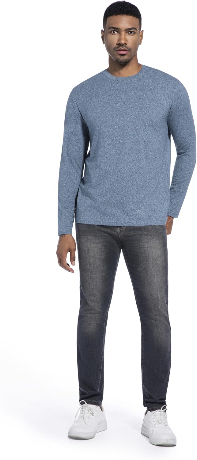Detalle 2 de VEIISAR Herren Langarm- und Kurzarm-T-Shirt (200 g Baumwolle), 95% Baumwolle + 5% Elasthan – Slim Fit