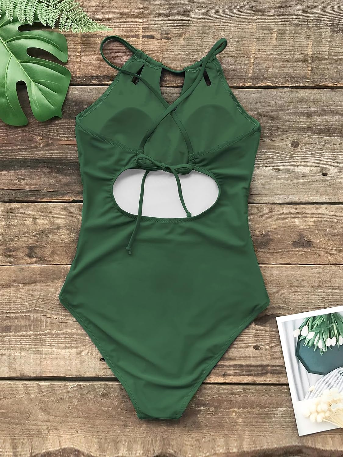 Thumbnail 4 de CUPSHE Damen Badeanzug mit Zierausschnitten und Raffung – Bauchweg High Neck, Einteiliges Bademode