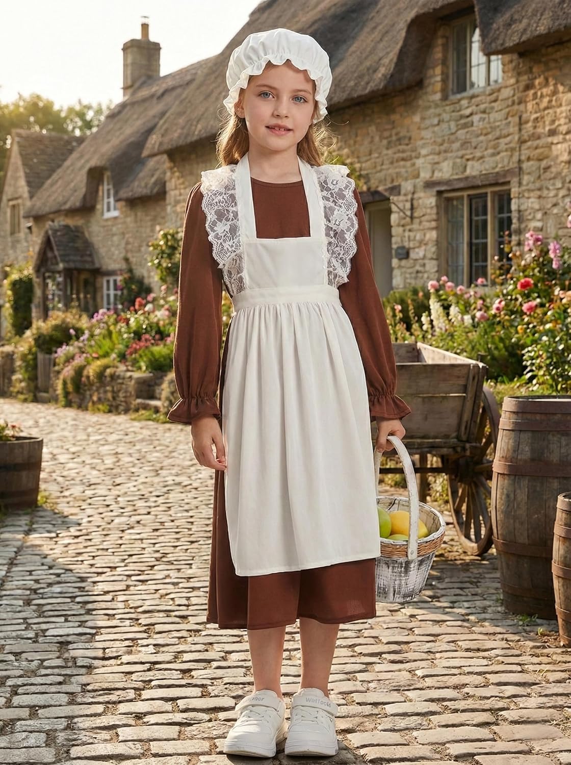Detalle de IKALI Girls Victorian Costume 4-Pcs Dress Set for 4–12 Years
