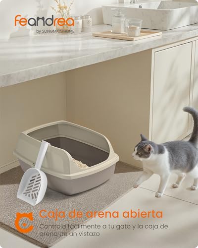 Detalle 2 de Feandrea Caja Arenero con Bordes Altos y Tamaño XL (abierta, con pala) PPT009LH01