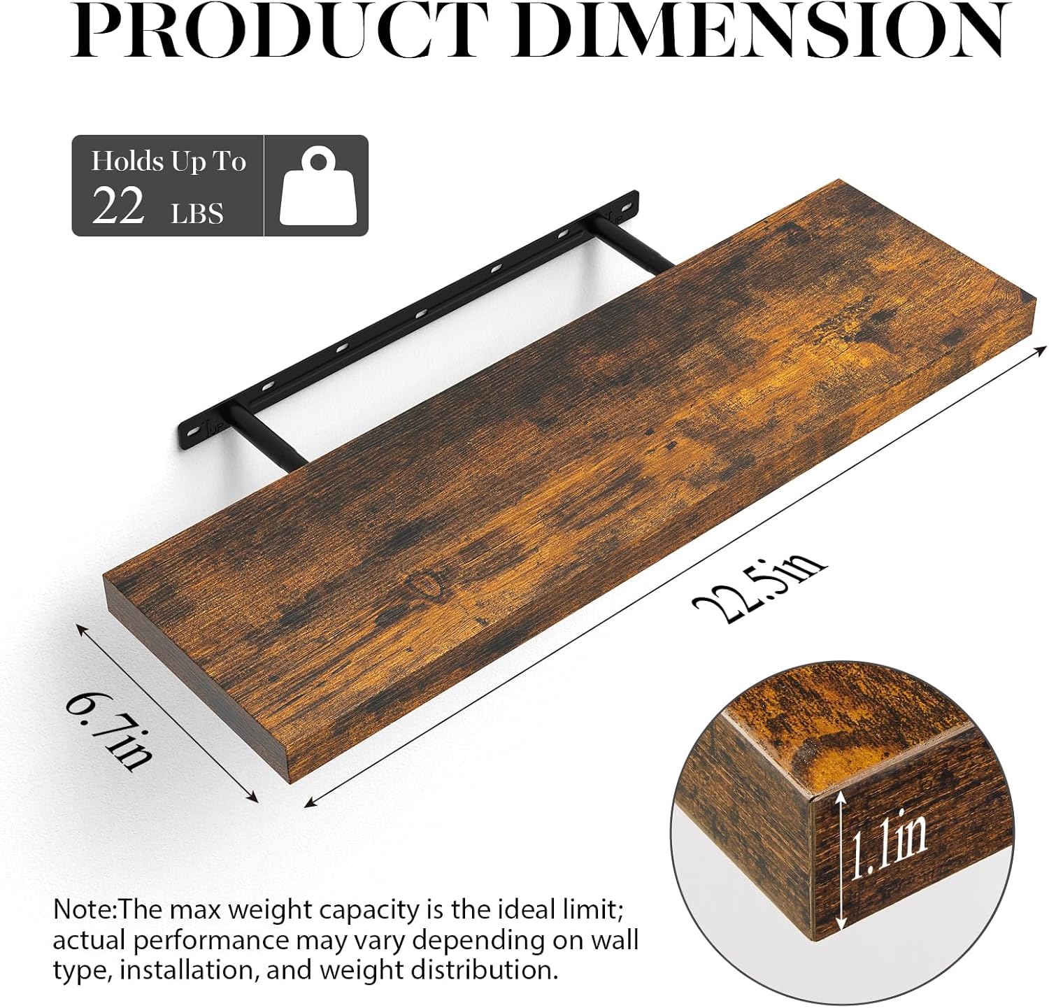 Detalle de BAYKA 22.5-inch Floating Shelves