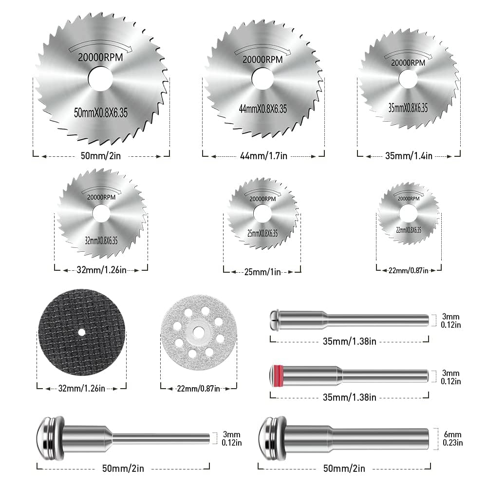 Detalle 1 de YURINWOO 32PCS-Cutting Discs Set snijschijvenset voor rotatiegereedschap, 3 mm schacht