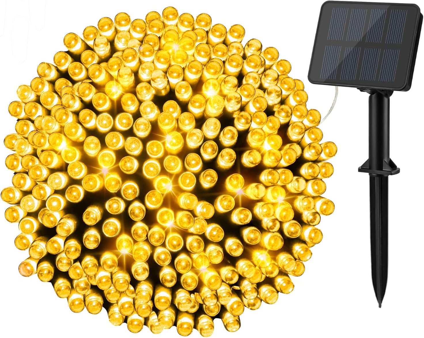 Detalle de Gcstnn Solar String Lights Outdoor, 12M 120 LED – Warm White, 8 Modes, IP65