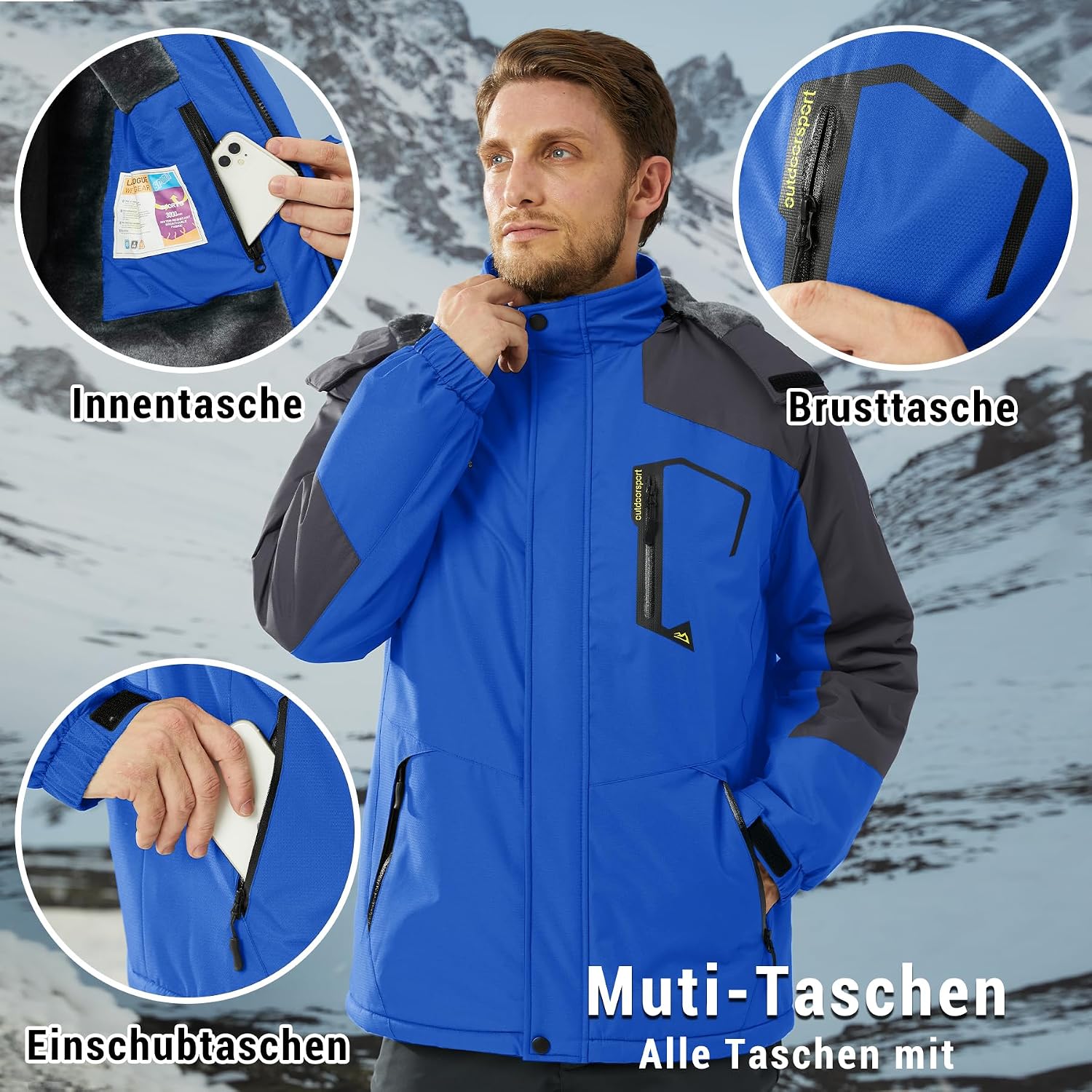 Thumbnail 4 de KEFITEVD Hombre Chaqueta impermeable 1 capa
