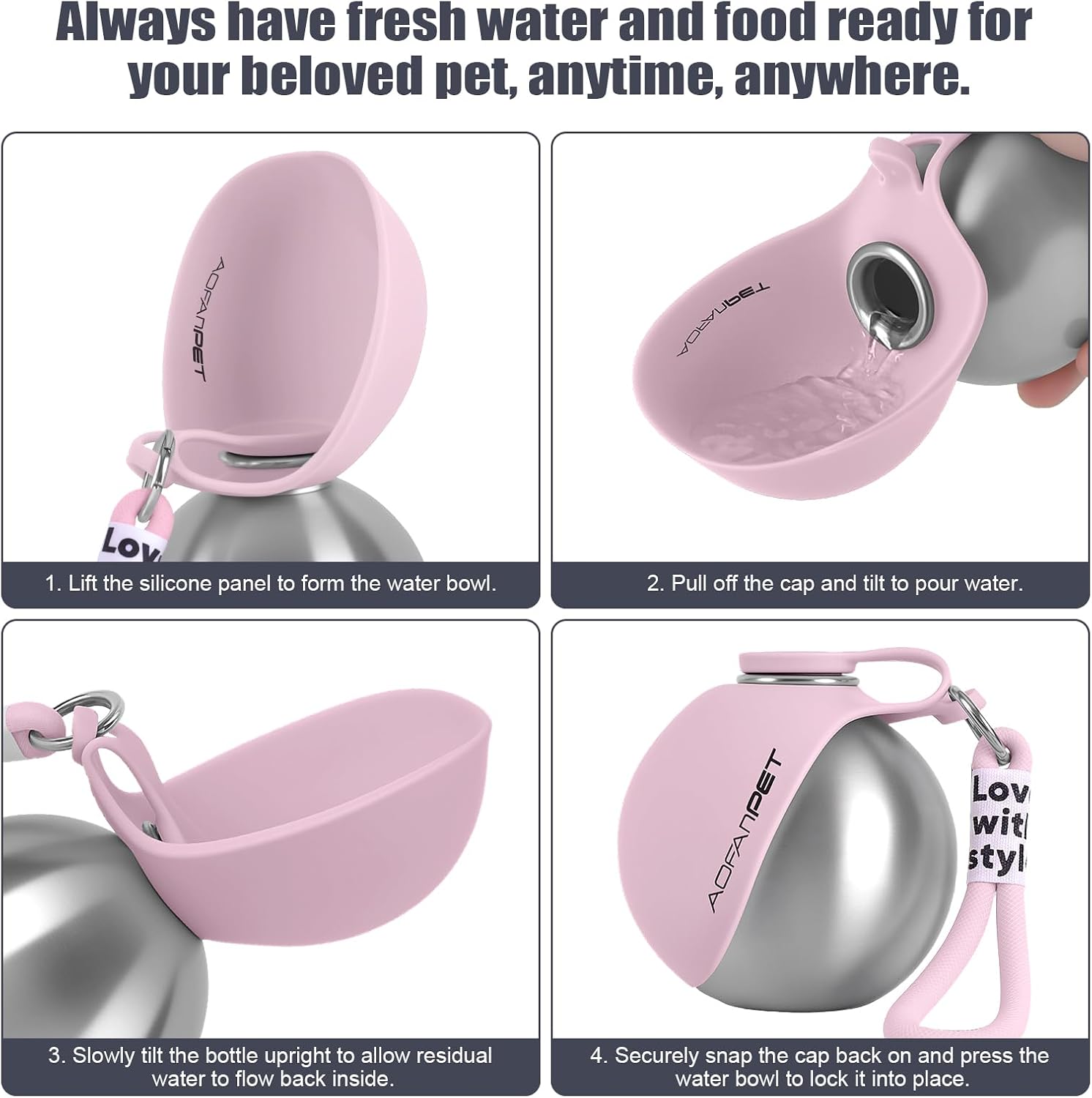Detalle de AOFANPET Portable Dog Water Bottle 10oz