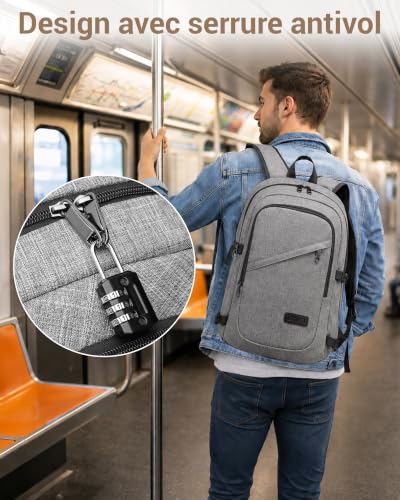 Detalle 2 de Kono Sac à Dos Antivol pour PC 15,6'': sécurité et confort au quotidien