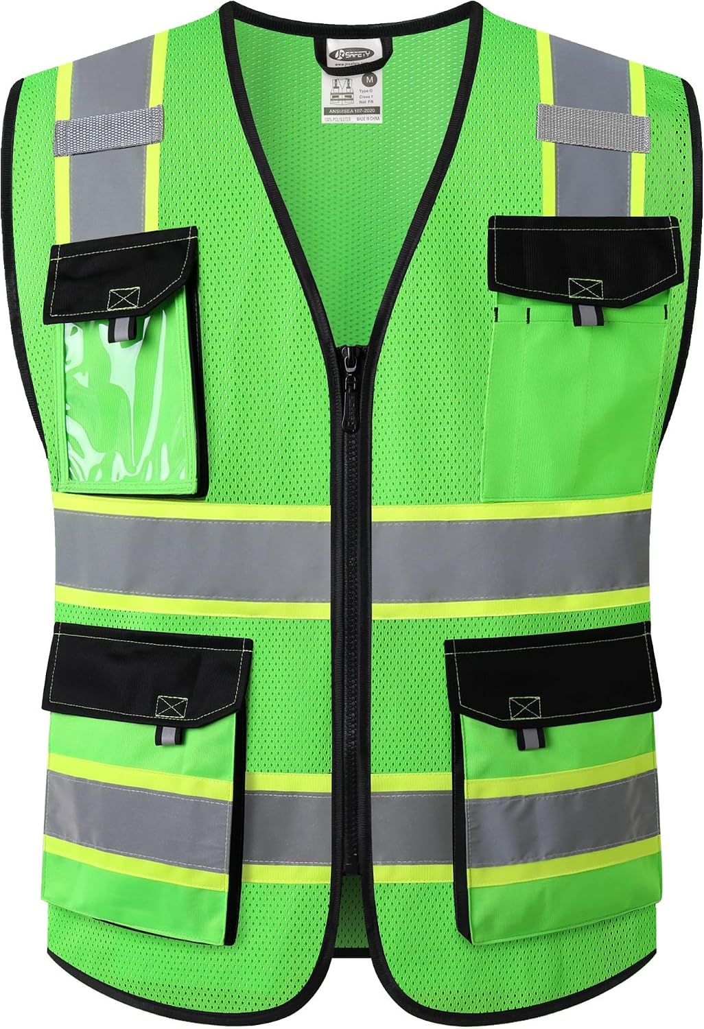 Thumbnail 6 de JKSafety Hi Vis Reflective Safety Vests (220-Black L) with Mesh Fabric & Pockets