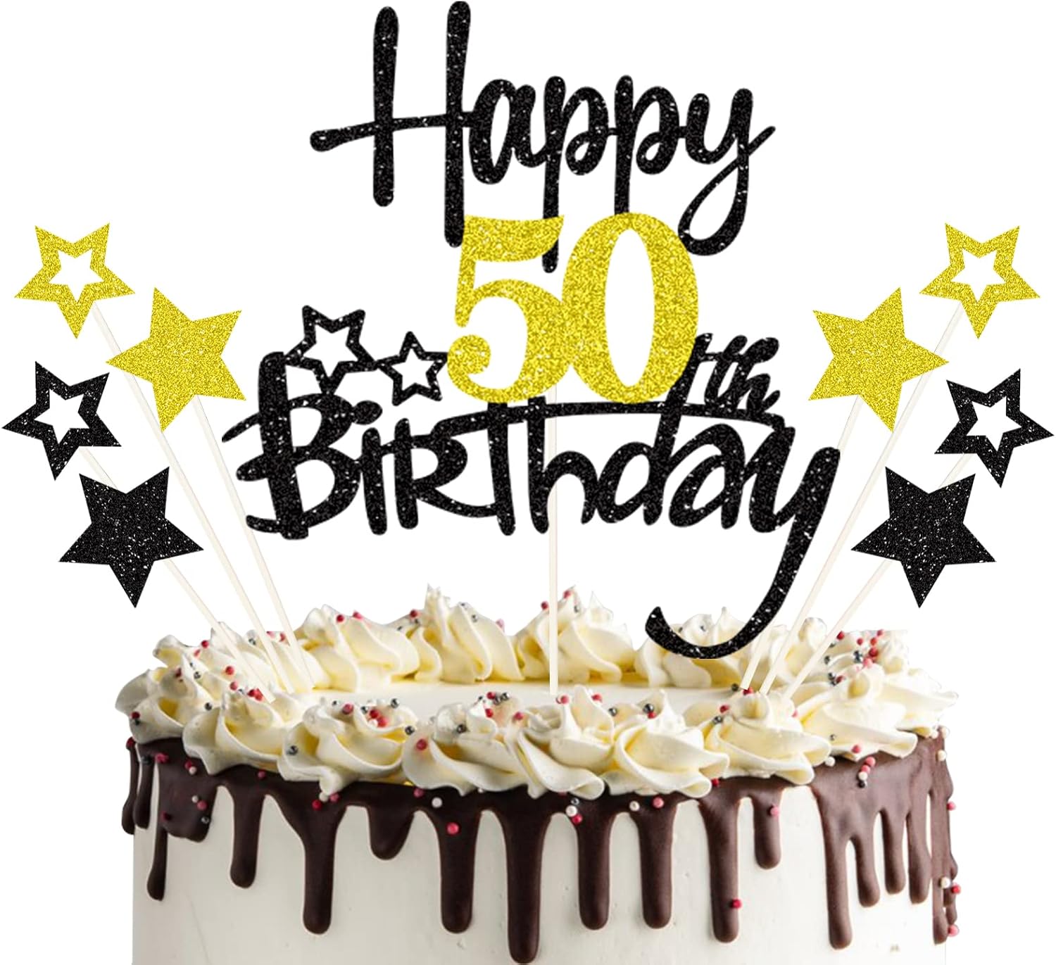 palasasa 50 Geburtstag Tortendeko – Happy 50 Birthday Cake Topper Set