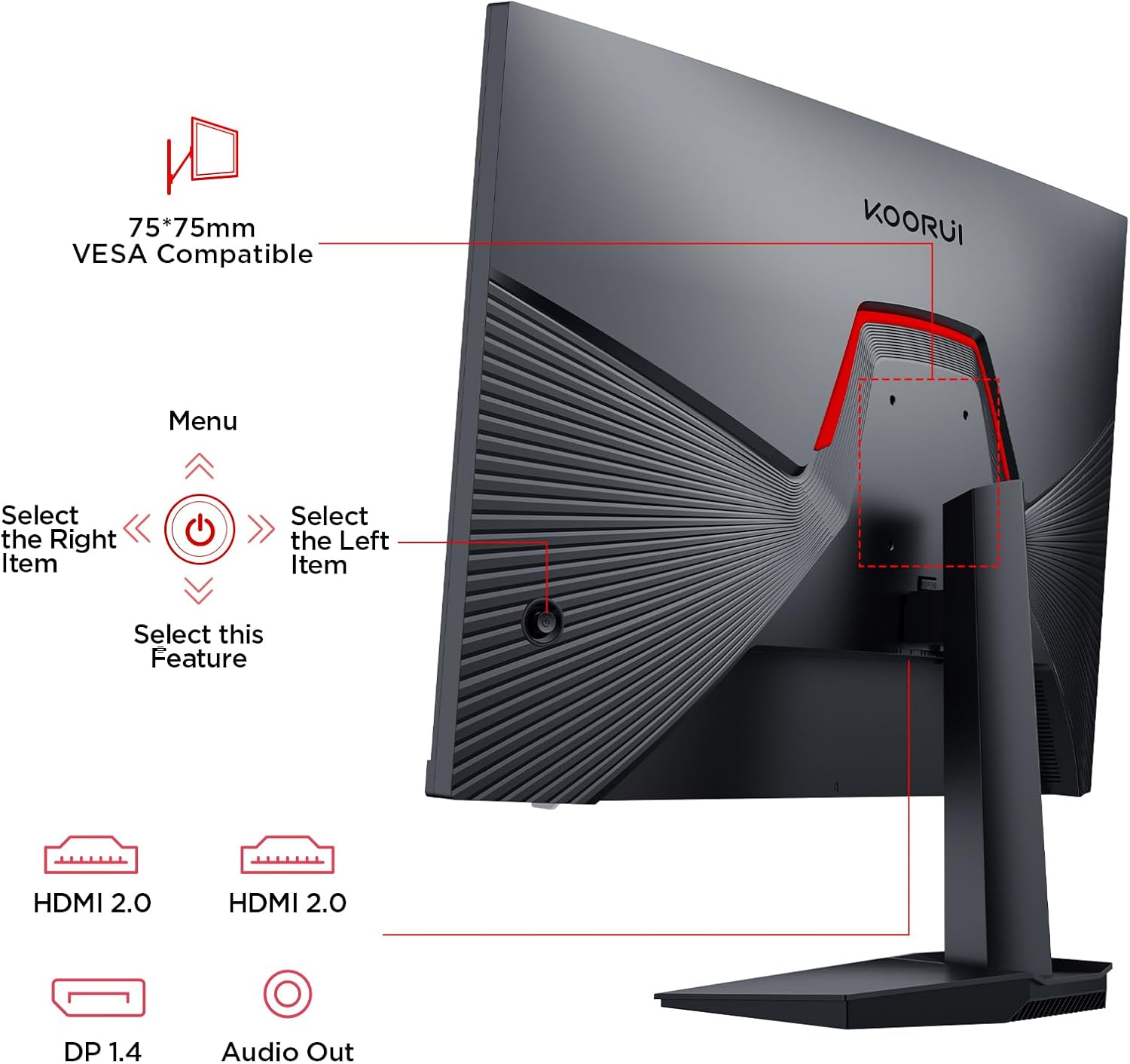 Detalle de KOORUI Gaming Monitor 24" 170Hz – Schermo FHD con Adaptive Sync e HDMI 1.4