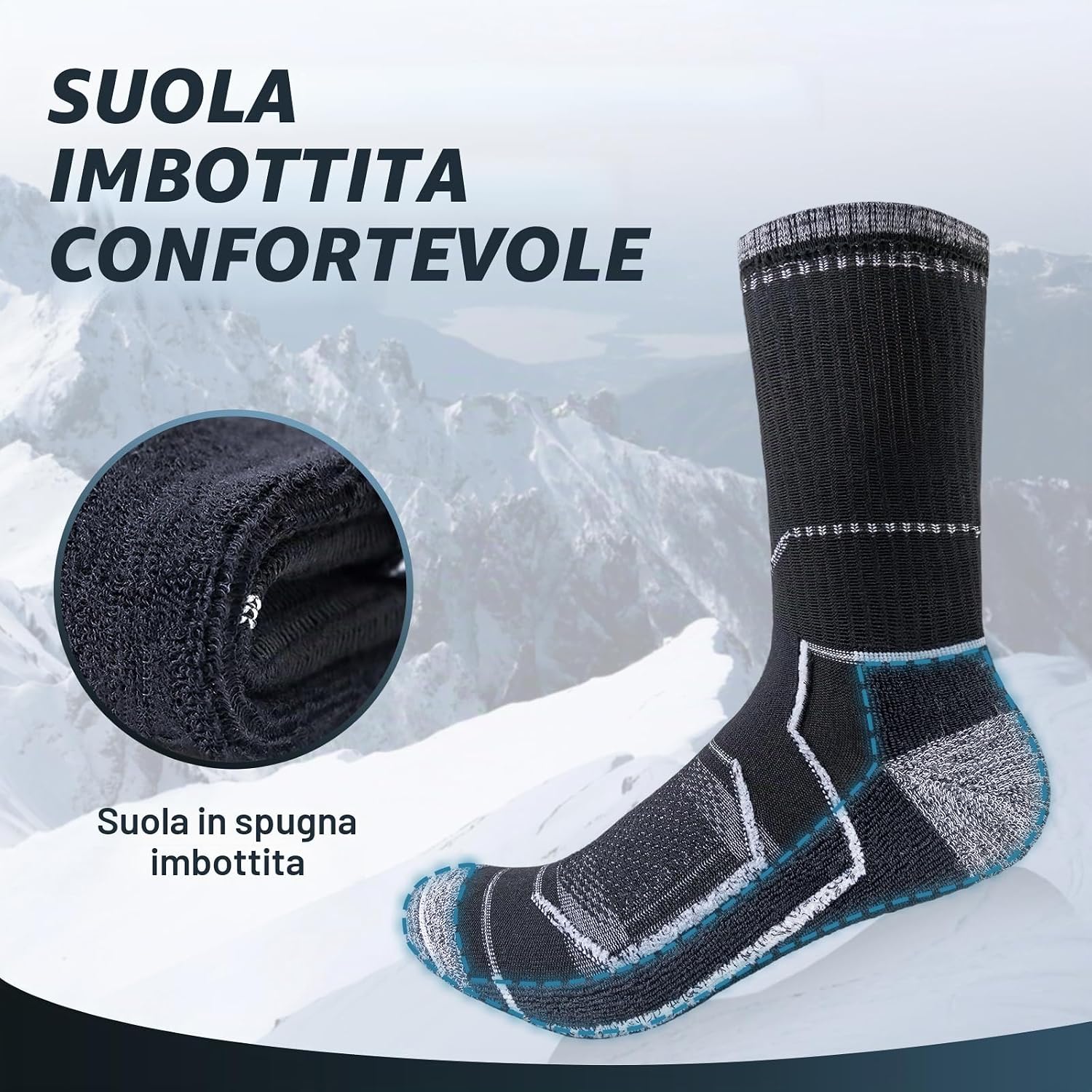 Detalle de inaWarm Calzini sportivi da uomo 5 paia, taglie 37-50, cotone traspirante e supporto arco